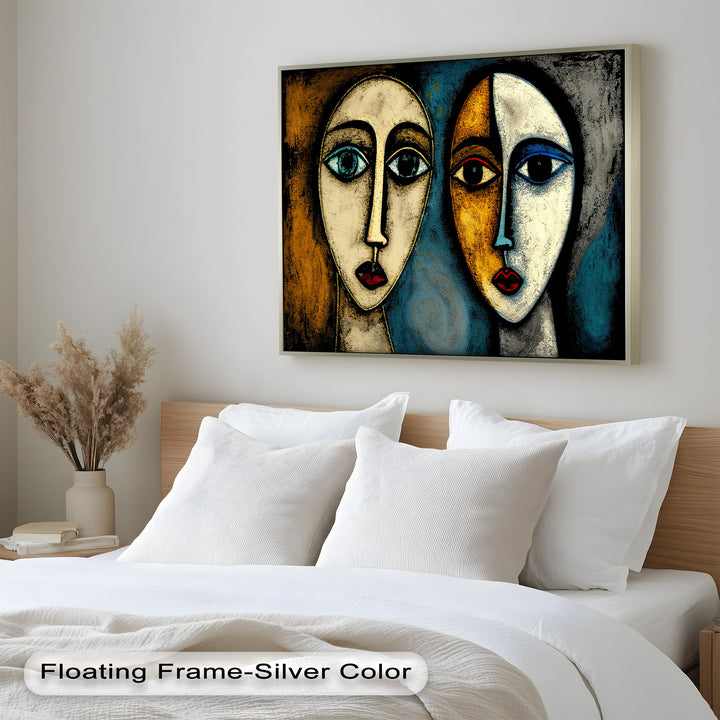 Duality of Gaze – Abstract Expressionist Portrait Picasso Oil Painting