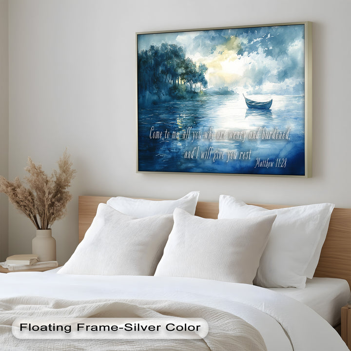 Matthew 11:28 – Find Rest in Christ Bible Verse Oil Painting