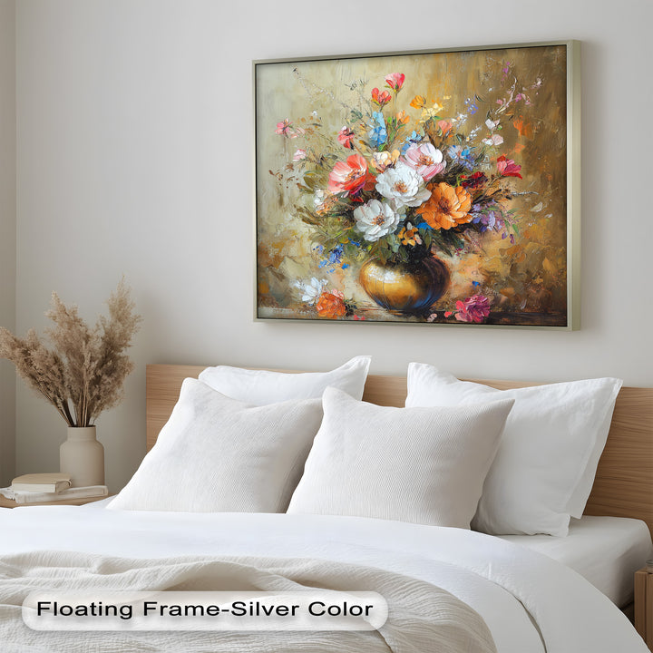 Radiant Bloom – Colorful Floral Oil Painting
