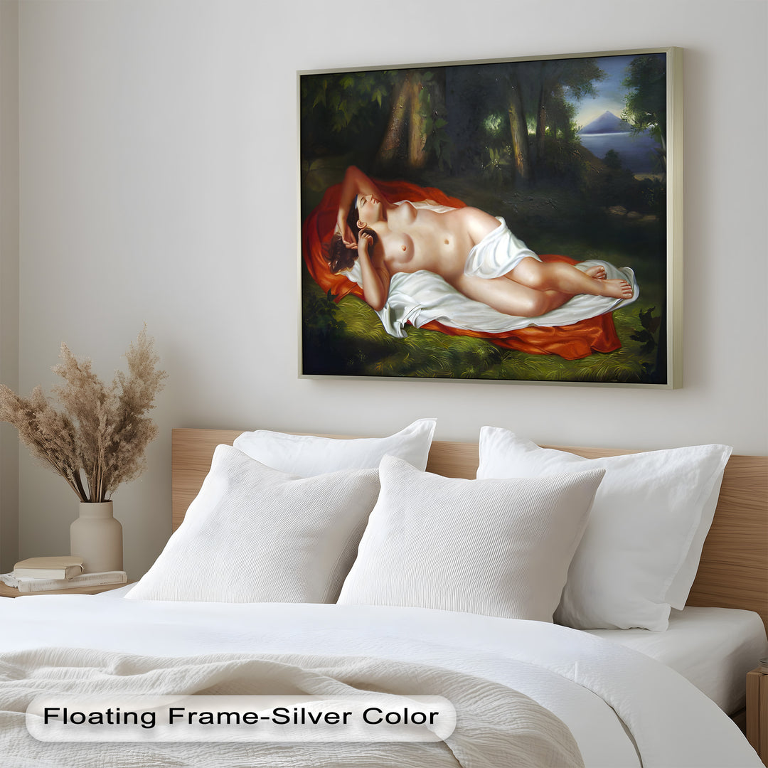 Goddess of the Grove – Renaissance Nude Reclining in Nature Oil Painting
