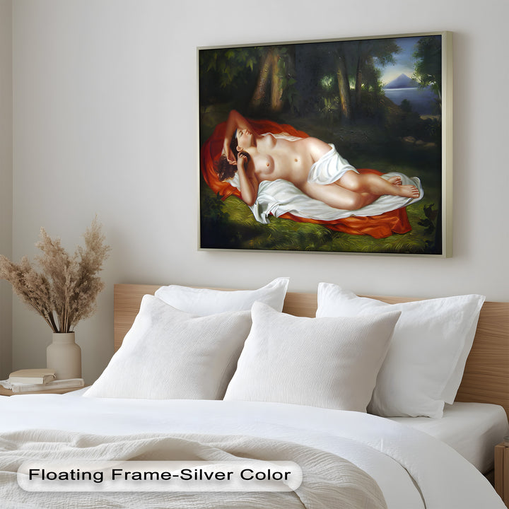 Goddess of the Grove – Renaissance Nude Reclining in Nature Oil Painting