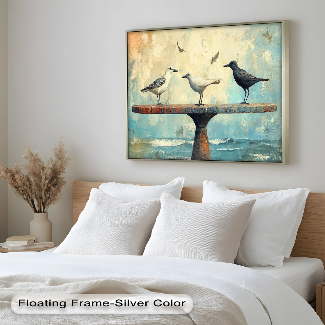 Surreal Birds on Pedestal – Animal Oil Painting