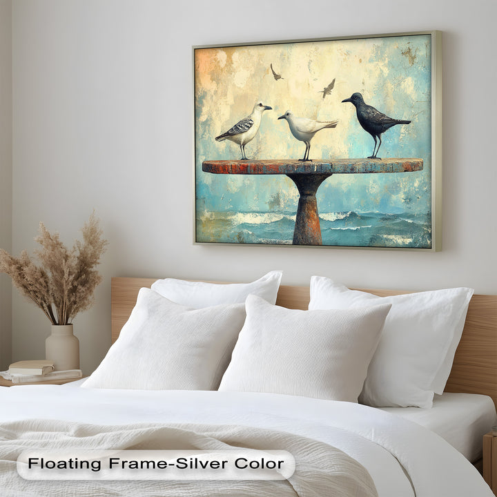 Surreal Birds on Pedestal – Animal Oil Painting
