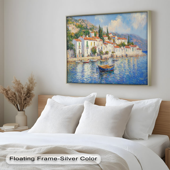 Sunlit Mediterranean Village – Coastal Impressionist Oil Painting