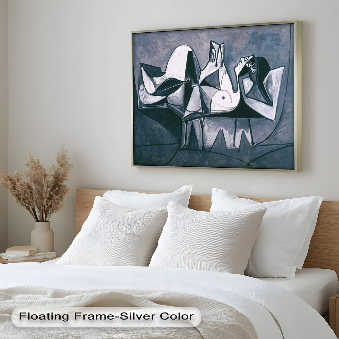 Geometry of Stillness – Monochrome Reclining Picasso Oil Painting