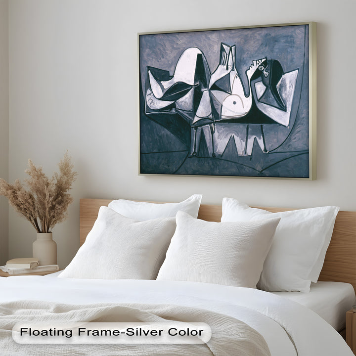 Geometry of Stillness – Monochrome Reclining Picasso Oil Painting