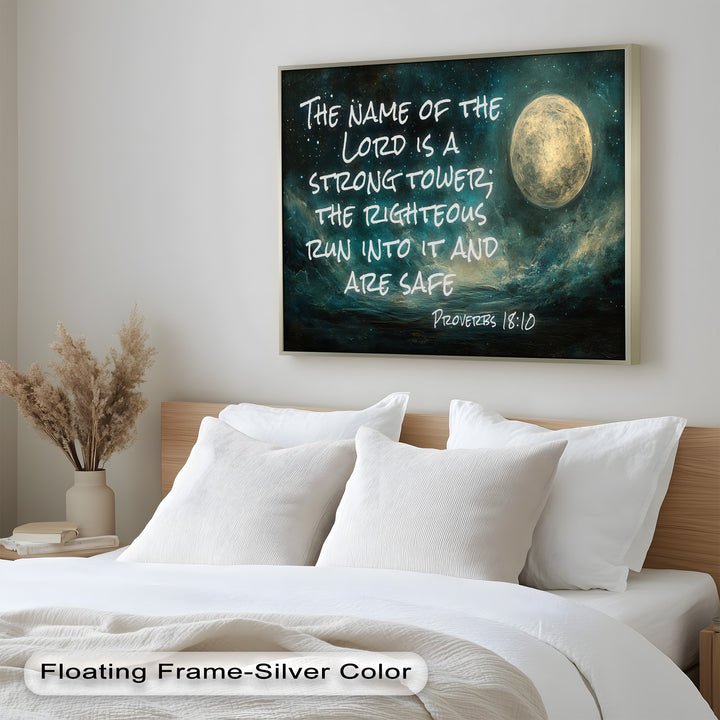 Proverbs 18:10 – Strong Tower Bible Verse Oil Painting