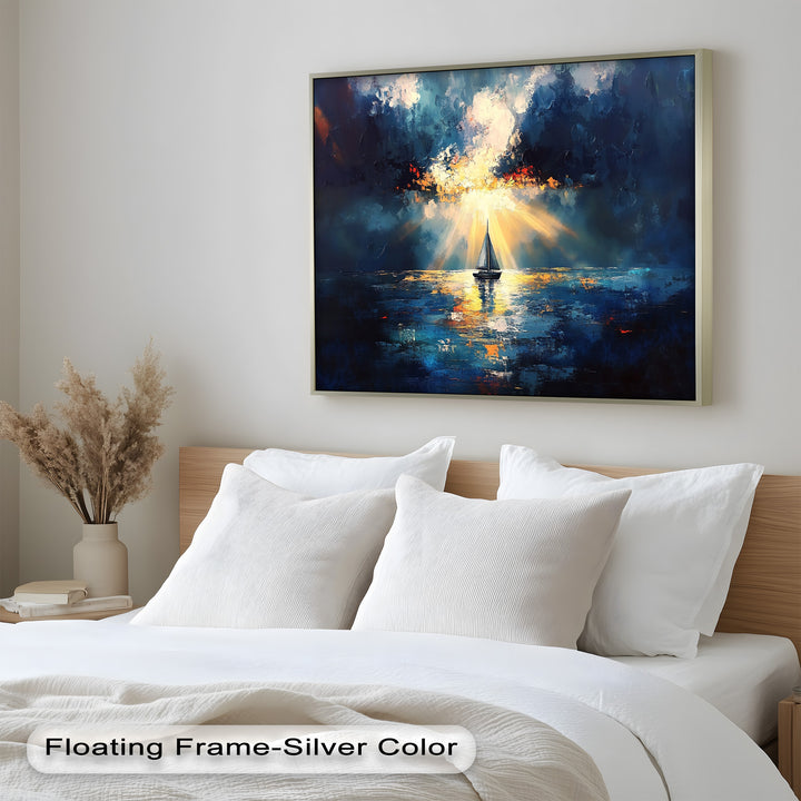 Radiant Horizon – Sailboat at Sunset Oil Painting