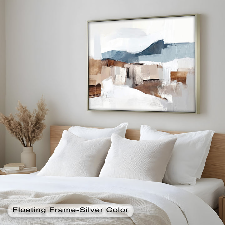 Muted Horizon Layers – Mountain Landscape Abstract Oil Painting