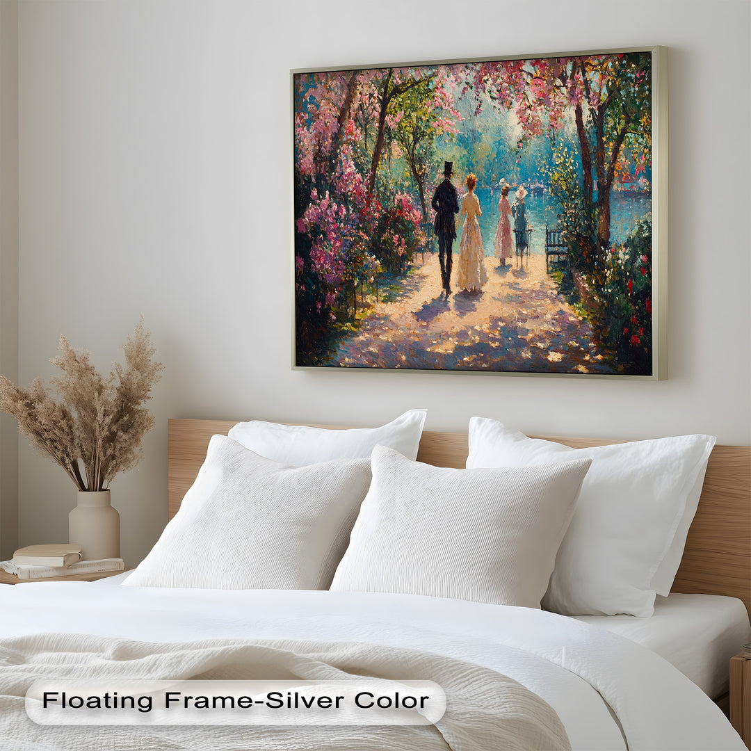 Springtime Promenade – Romantic Garden Path Impressionist Oil Painting