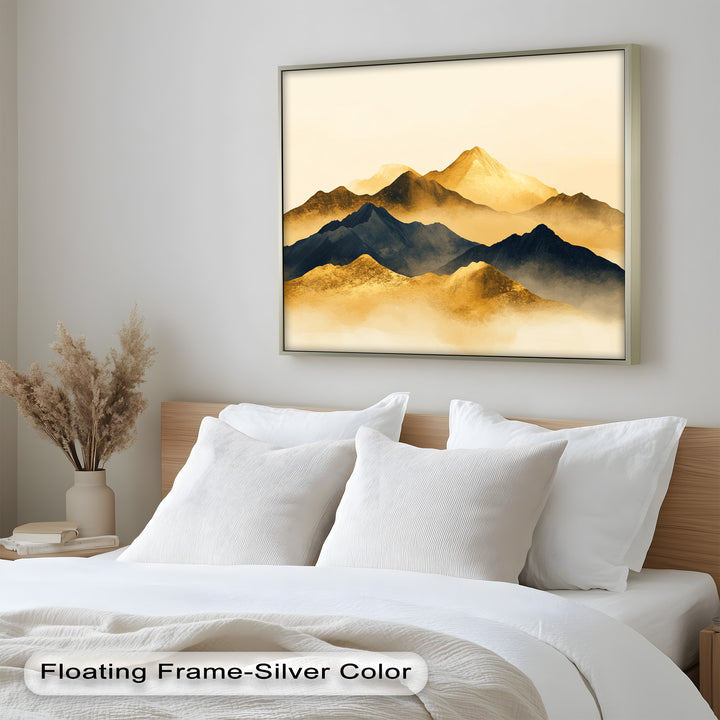 Gold &amp; Black Mountains – Modernes Ölgemälde