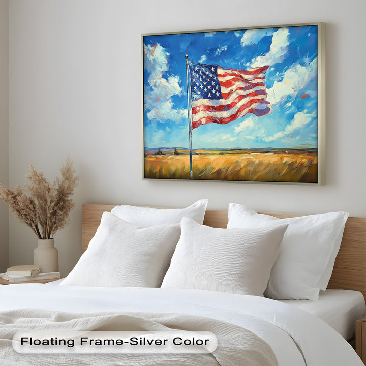 Amerikanische Flagge auf dem Land – Patriotisches Ölgemälde