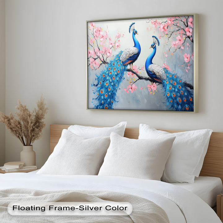 Peacocks Among Cherry Blossoms – Animal Oil Painting