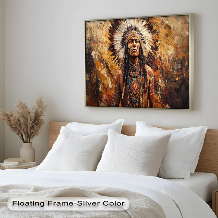 Sacred Flame – Tribal Warrior Portrait Oil Painting