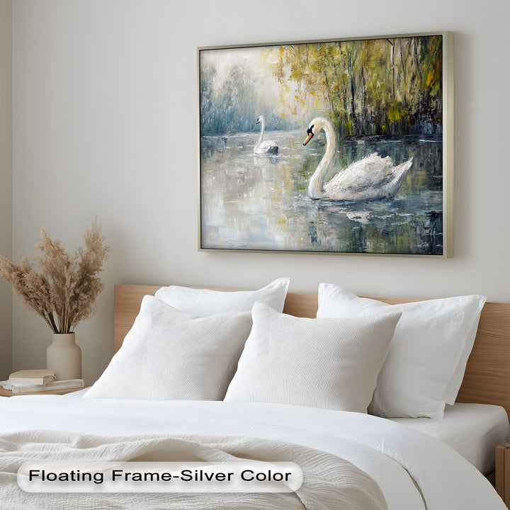 Swans on the Lake – Animal Oil Painting