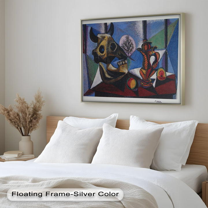 Still Life with Bull Skull – Symbolist Cubist Picasso Oil Painting