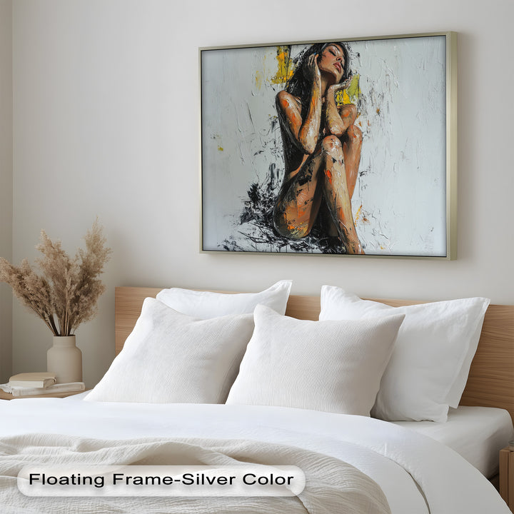 Poise in Silence – Textured Nude Figure Oil Painting