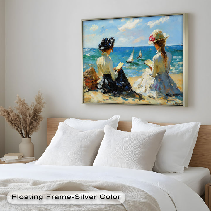 Seaside Serenity with Sailboats – Impressionist Oil Painting