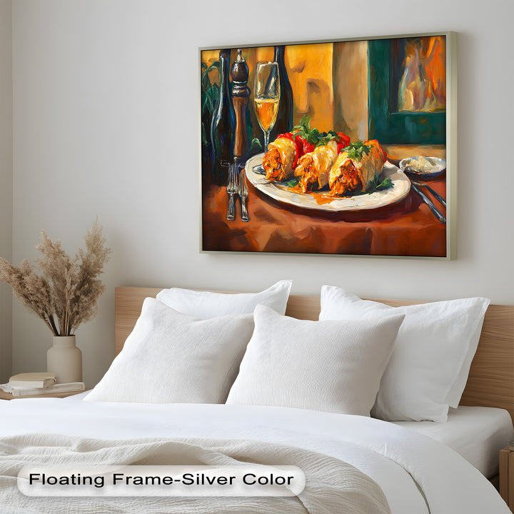 Gefüllte Paprika und Wein – Gourmet-Essszene Food Painting