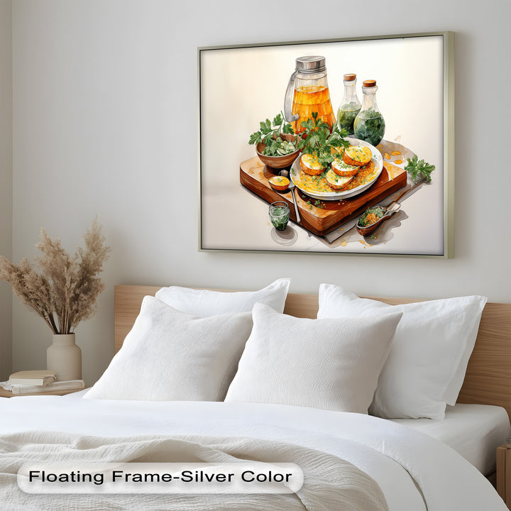 Golden Herb Delight – Rustic Food Still Life Painting