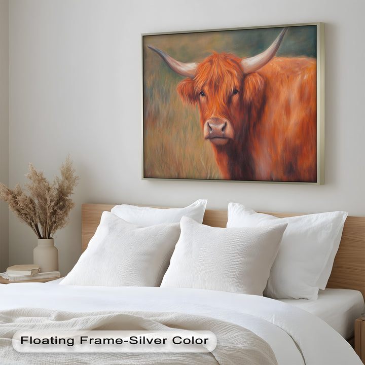 Highland Cow Oil Painting – Warm Animal Wall Art