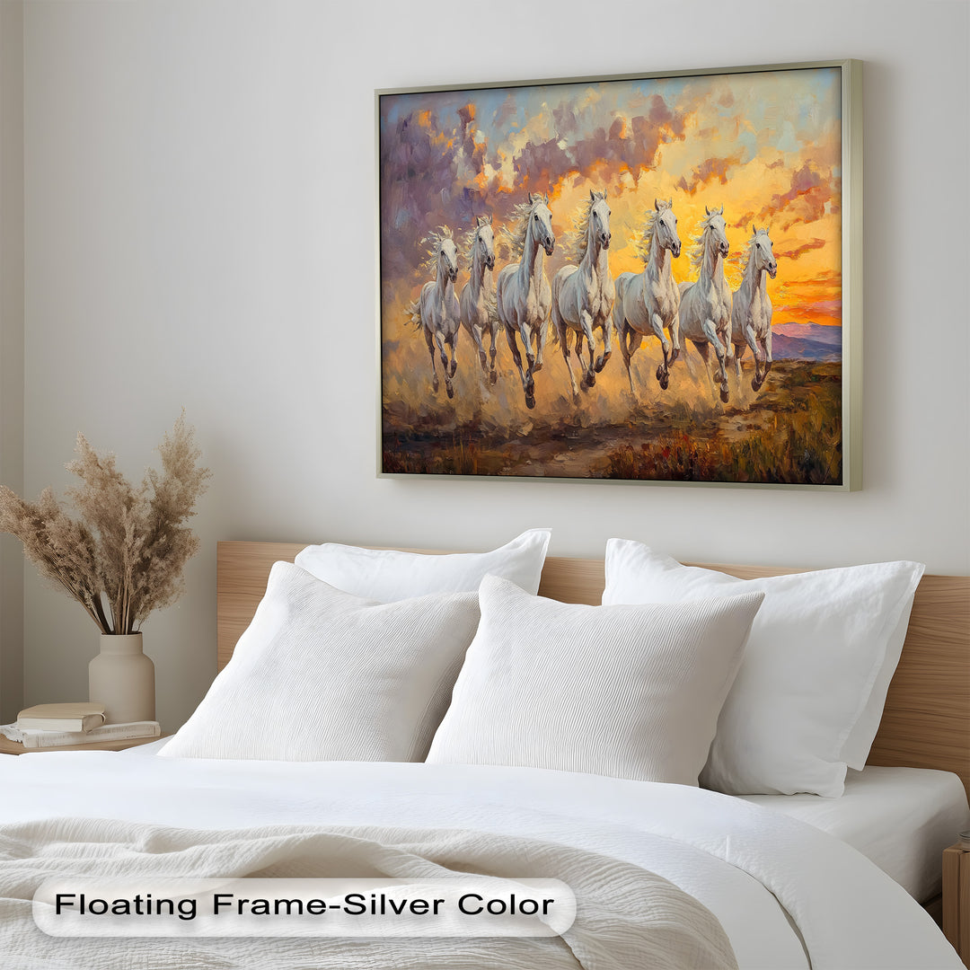 Run with the Sun – White Horses Oil Painting
