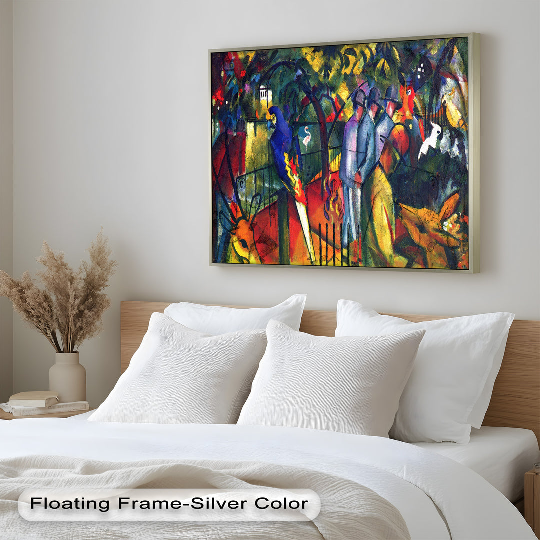 Tropical Garden with Parrots and Men – Modern Oil Painting