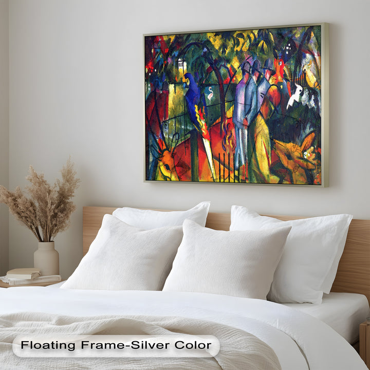 Tropical Garden with Parrots and Men – Modern Oil Painting