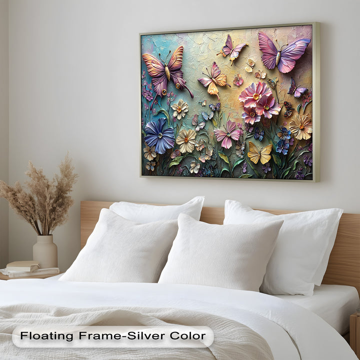 Butterflies Abstract Floral – Colorful Nature-Themed Oil Painting
