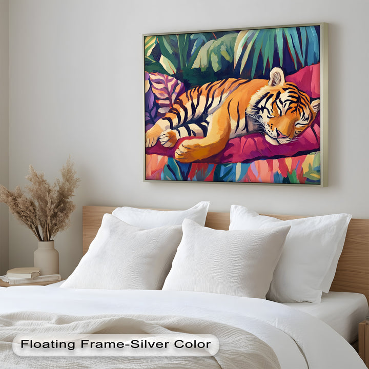 Resting Tiger Oil Painting – Fauvist Jungle Art