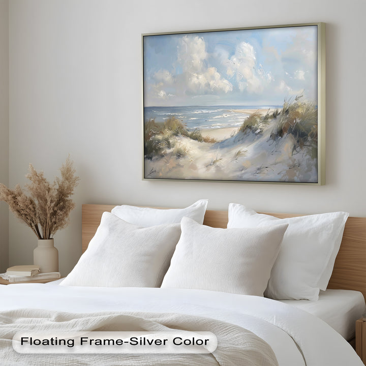 White Sand Beach Sandy Path Landscape – Coastal Oil Painting