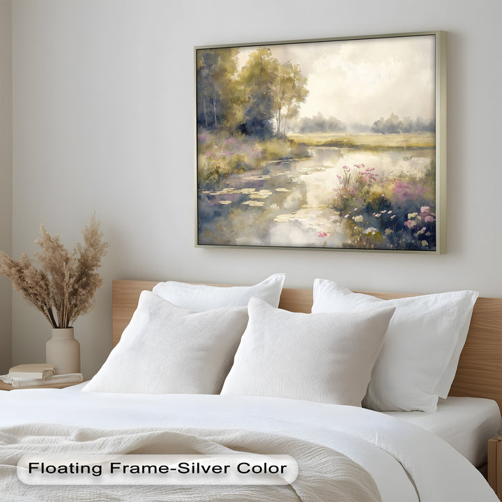 A perfect blend of light, water, and floral beauty, evoking quiet moments by a peaceful countryside stream.