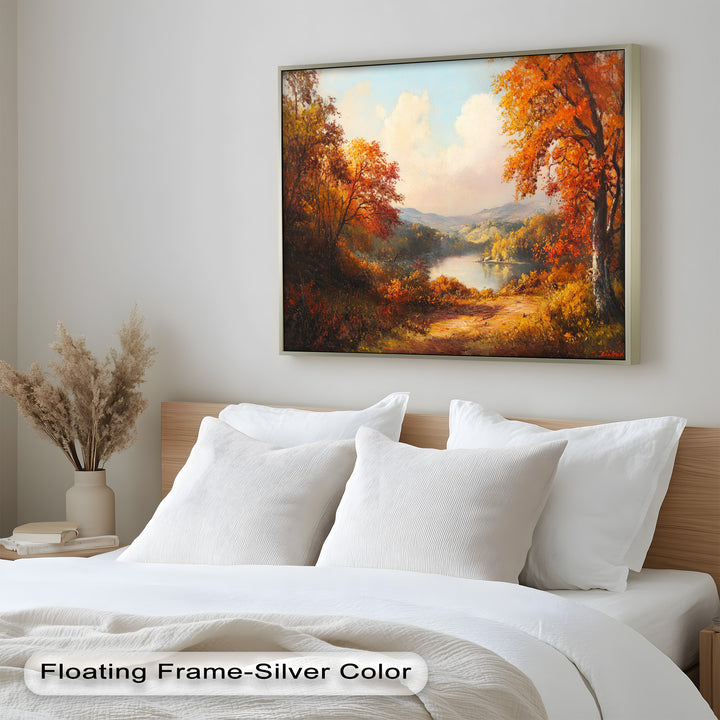 Golden Horizon – Ölgemälde mit herbstlichem Flussblick