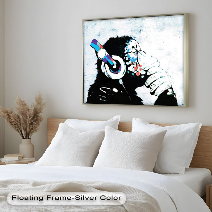 Contemplative Chimp with Headphone – Banksy Oil Painting