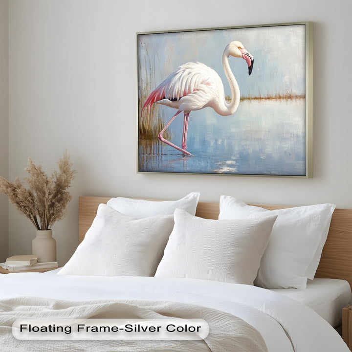 Graceful Flamingo in Shallow Water – Animal Oil Painting