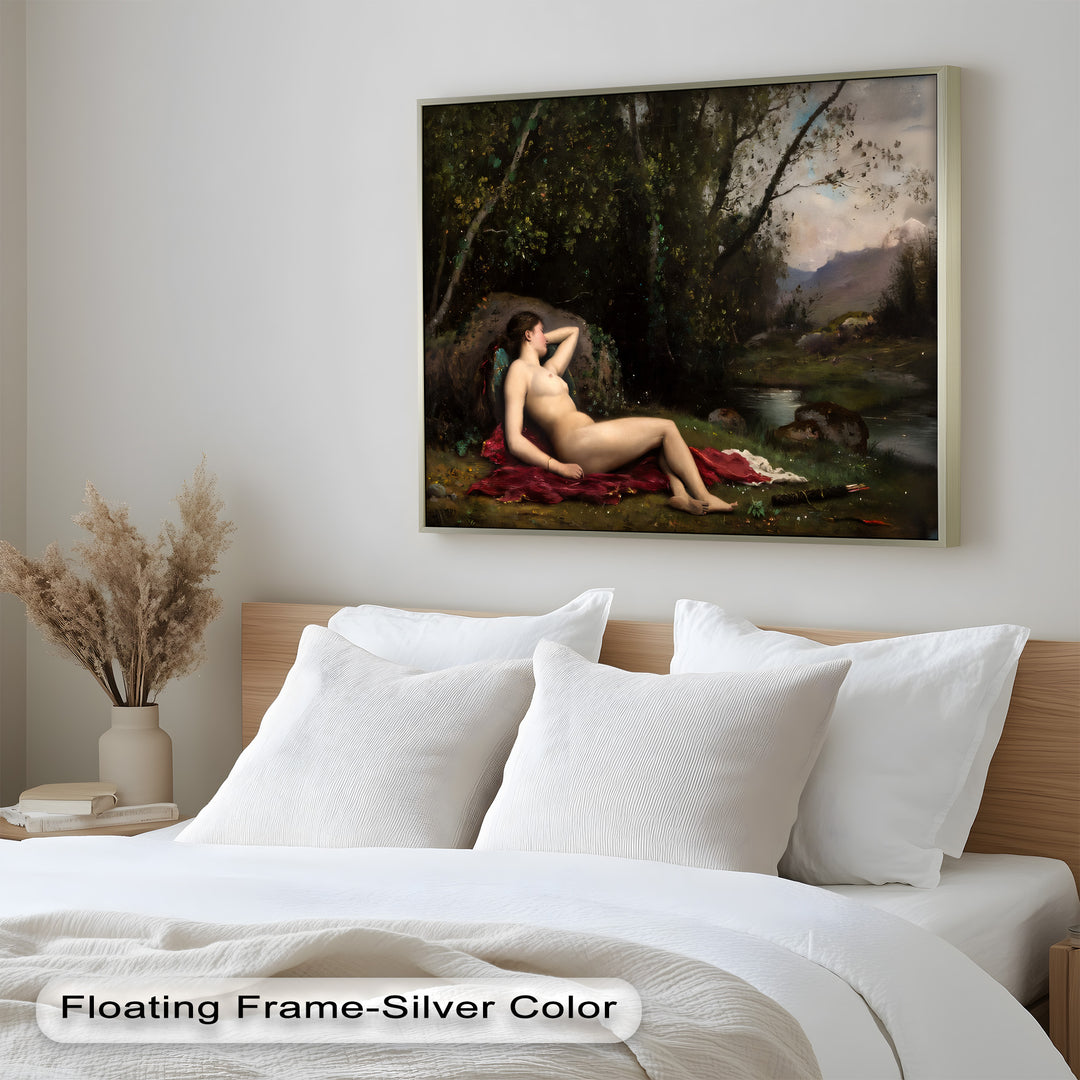 Reclining Diana – Classical Goddess in Nature Renaissance Oil Painting