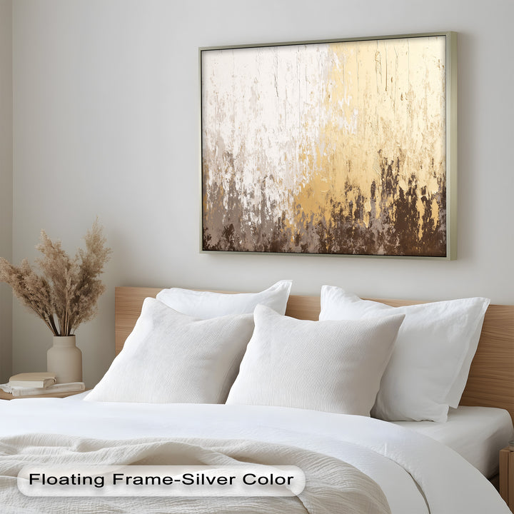 Abstrakte Kunst in Gold und Weiß – Modernes Luxus-Ölgemälde