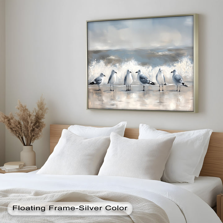 Seagulls and Surf – Bird Oil Painting
