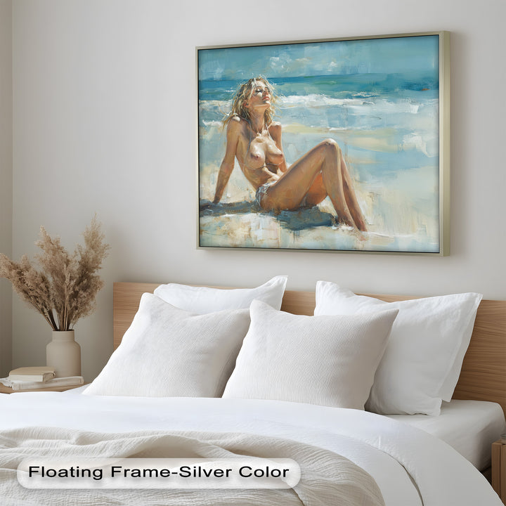 Sun-Kissed Serenity – Beachside Nude Figurative Oil Painting
