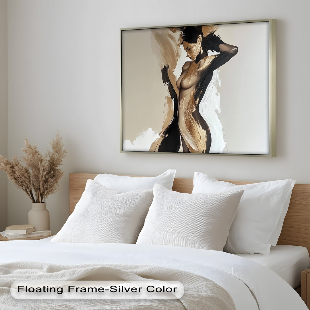 Golden Silence – Abstract Female Figure Oil Painting