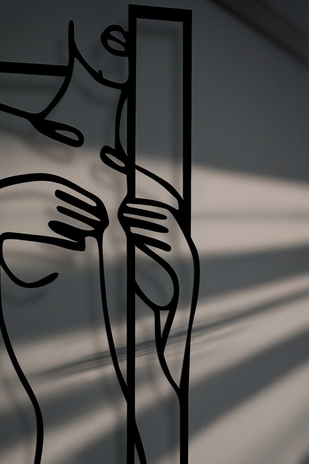 Minimalist Female Figure Line Art with Geometric Frame – Modern Metal Wall Art