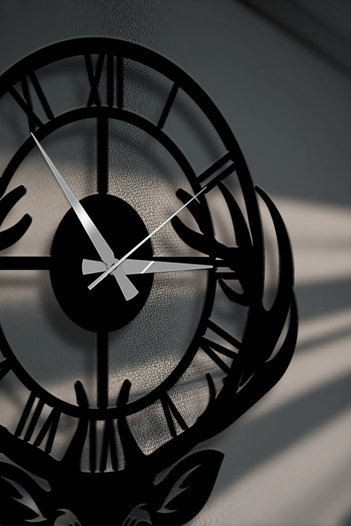 deer silhouette metal clock