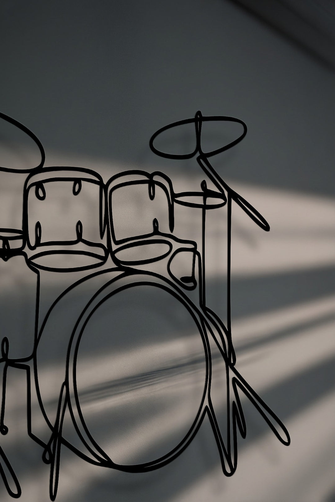 Minimalist Drum Set Line Art Metal Wall Decor – Modern Music Instrument Design