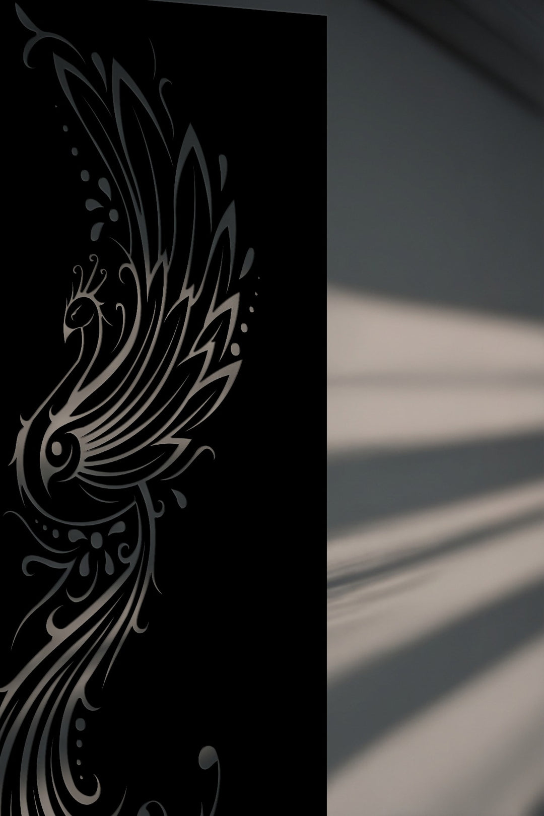 Elegant Phoenix Flow – Ornamental Bird Metal Wall Art