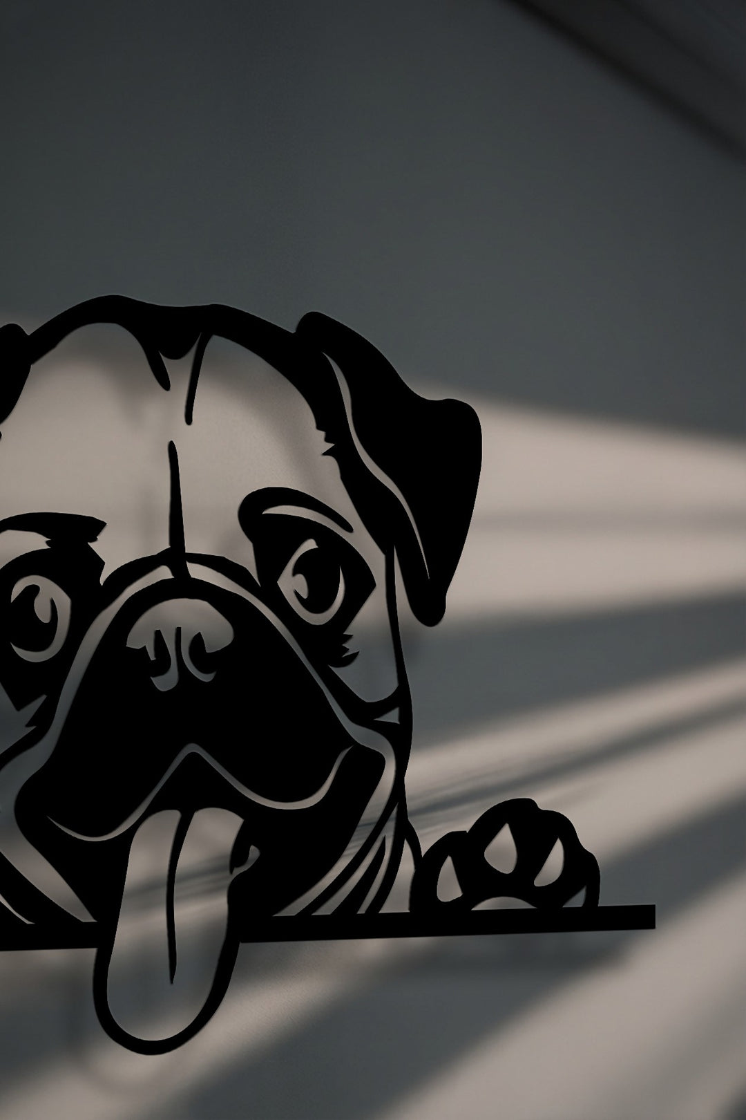 Cute Pug Dog Metal Wall Art – Playful Pet Silhouette Decor