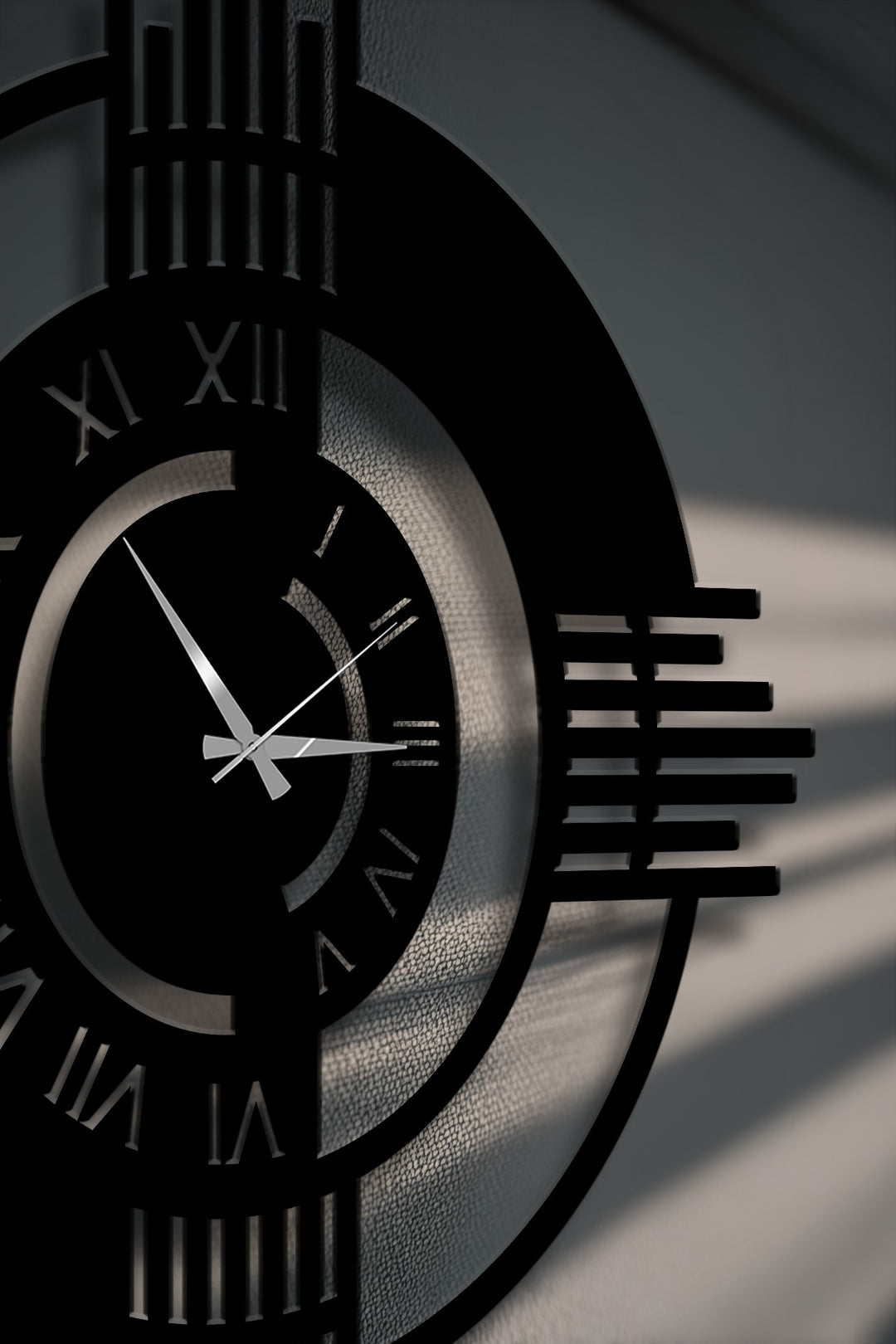 Modern Roman Numeral Geometric Metal Wall Clock
