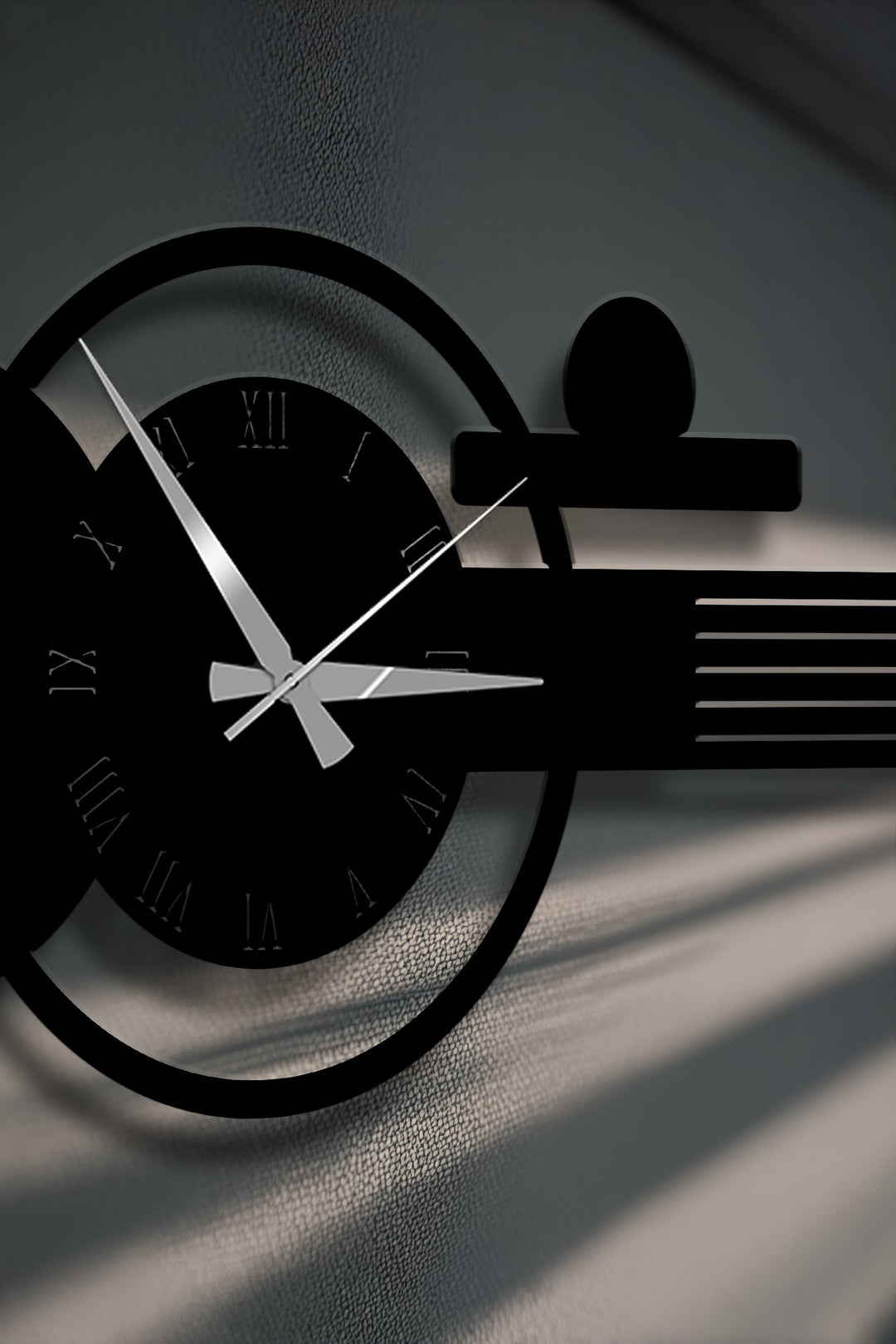 Modern Abstract Roman Metal Wall Clock – Geometric Horizontal Wall Decor