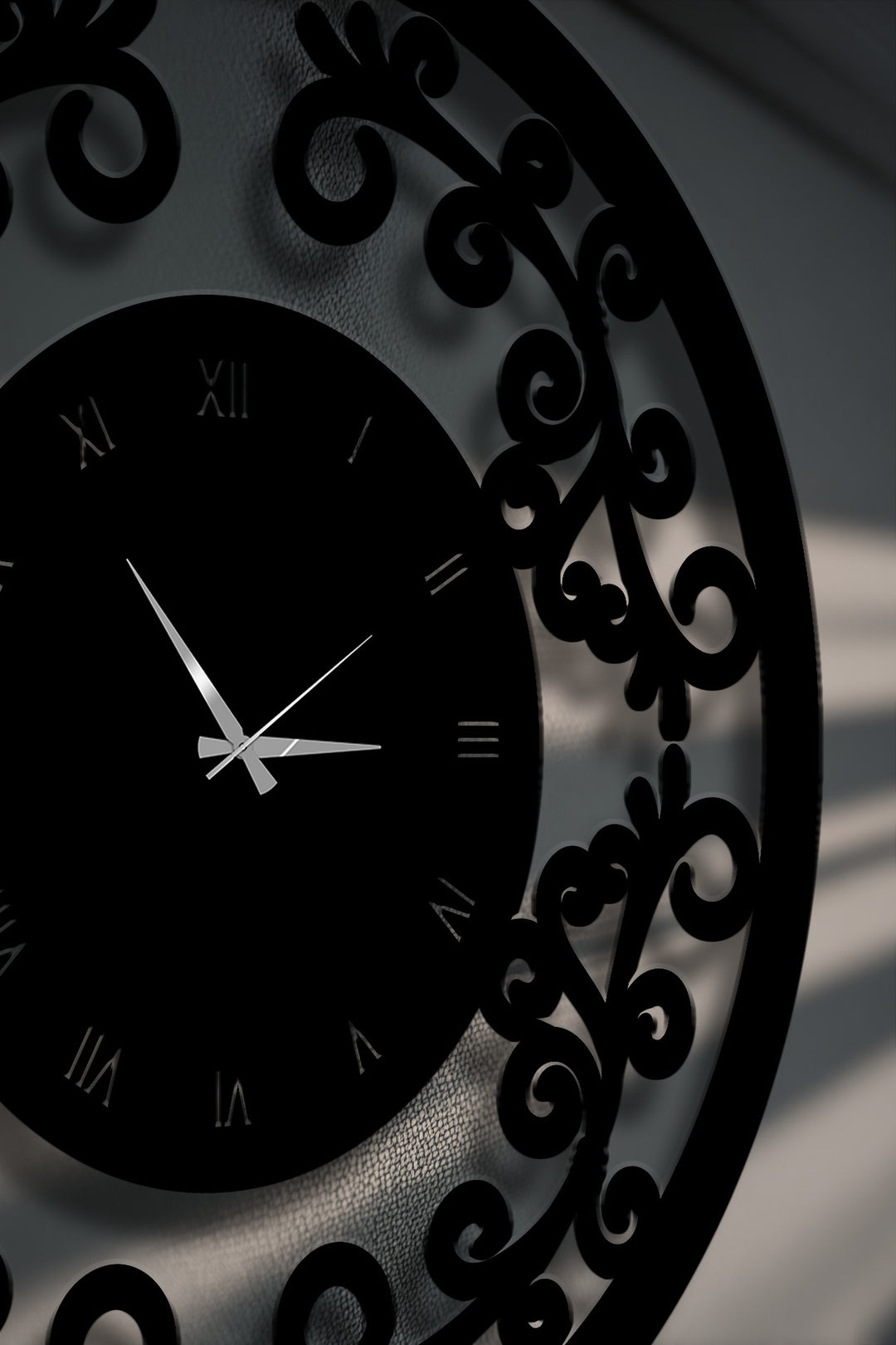 Ornamental Floral Frame Vintage Metal Wall Clock