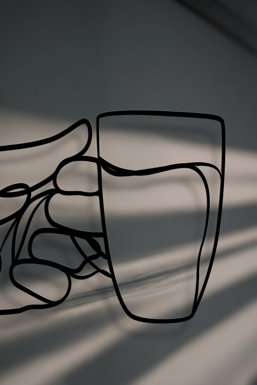 Minimalist Hand Holding Cup – Line Art Metal Wall Decor