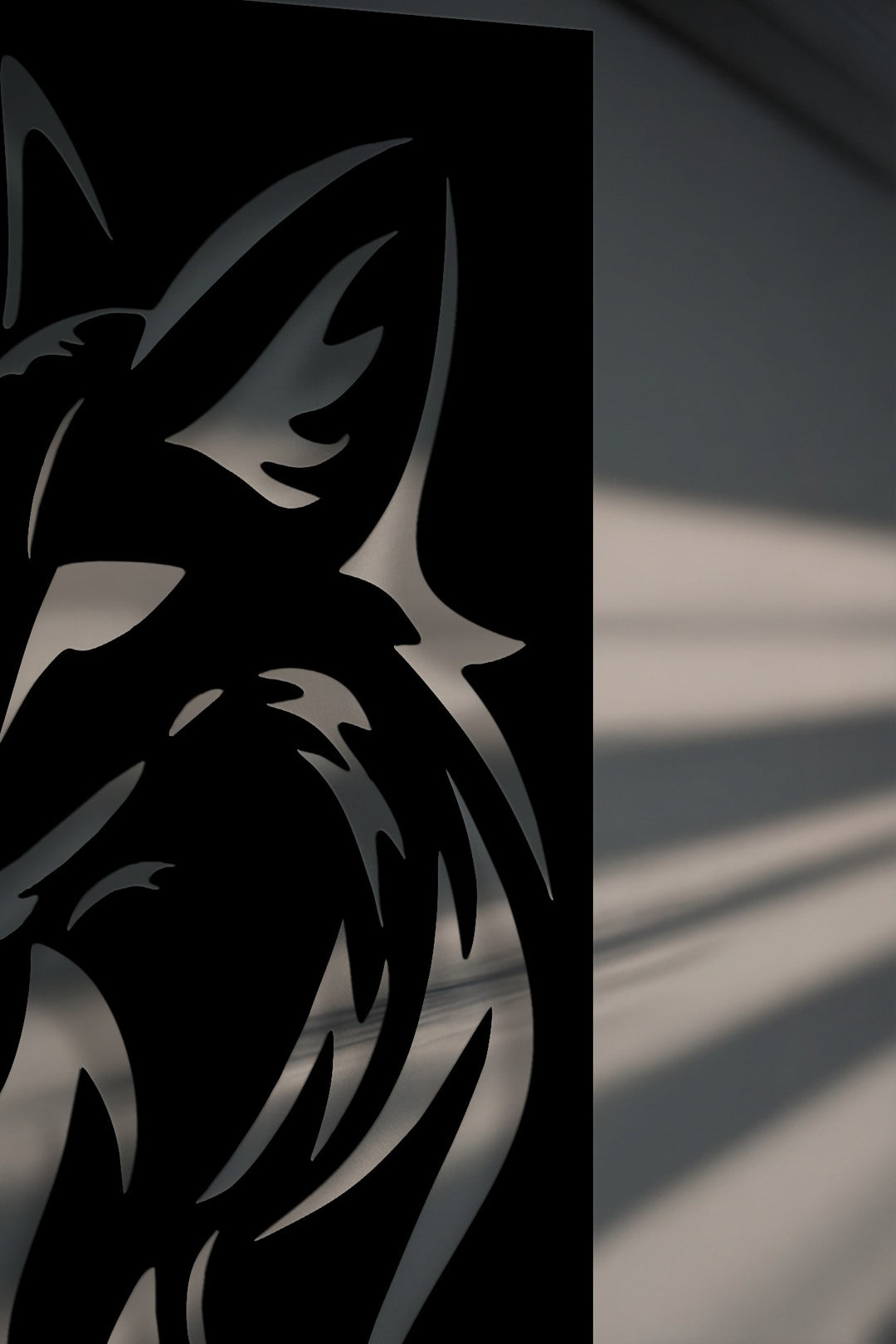Fierce Wolf Head Silhouette Metal Wall Art – Modern Tribal Animal Decor